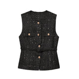 Women's Clothing 2025 Spring/Summer Button Collar Sleeveless Vest Topess Female