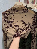 Zingj Anti-Hook Silk Quality Mesh Bottom Shirt Women Spring 2024 New Thin Micro Transparent High Collar Inside The T-Shirt