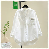 Long-Sleeved Shirt Women 2025 Spring And Autumn New Fashion Loose Version Of Temperament With A Solid Color Open Shirt Shirt Women's