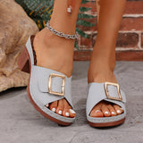 Fish Mouth Slippers Women 2025 Summer New Large-Size Rough And Square Button-Type