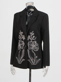 Temperament Suit 2025 Autumn New Fashion Niche Splicing Nail Drill Flower Senior Sense Blazer