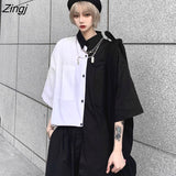 Shirts Women Harajuku Chic BF Style High Street College Teens Tops All-match Stylish Pocket Popular Ladies Clothing
