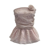 Bud Ponp-Upple Sling Vest With Three-Dimensional Flowers Shoulder-To-Heart Thai Top