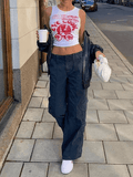 Eye Look Graphic Crop Tank Top- Outfit