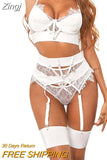 Women's 3Pcs Lingerie Set Bodystocking Sexy Strap 3/4 Cup Bra and Panty Teddy Babydoll Bridal Soft Nightwear