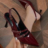 Arc De Triomphe Baotou Mary Jane Sandals Woman 25 New Pointed Cat And A Word Buckle Behind The