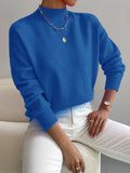 And Winter Half-High Collar Cover Long-Sleeved Sweater Women's Fashion Solid Color Loose Knitting