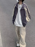 Contrast Stripe Zip Up JacketOutfit