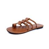New Large-Size Beach Sandal Sleeves Toe Woven Hollow Beach Cool Slippers Women's