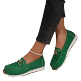 Women's Single Shoes 2025 Spring New Round Head Flat Solid-Colored Metal Chain Fashion Single Shoes Women's Casual