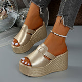 Pine Cake Word Cool Slippers Women's Summer New Large-Size Slopes And Sandals Fish Mouth High Heel