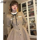 Winter Elegant Y2k Mini Dress Women Casual One Piece Dress Korean Fashion Female Long Sleeve Vintage Evening Party