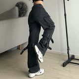 Washed Mid Waist Pocket Cargo JeansOutfit