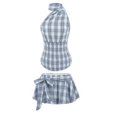 For Women's Clothing INS Burst Hanging Neck Tuck Top + Half-Dress