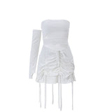 Zingj 2023 Ins Hot Style Women's Fashion Sexy Sweet Spicy Wind Sleeve Pleated Drawstring Slim