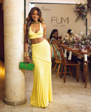 Spring And Summer New V-Neck Sling Vest Folding Hips Long Skirt Wool Set