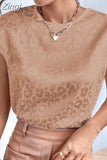 Short Sleeve Tops Fashion Leopard Print Blouse O-neck Women Shirts Casual Streetwear 2023 Loose Jacquard Clothes