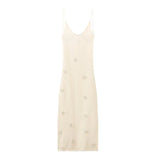 Women's Dress 2025 Spring And Summer Fashion Sexy V-Neck 3D Effect Knitted Sling