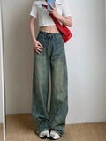 Zingj Wash Do Old Jeans Women's Spring High Waist Loose Wide Leg Pants Straight Pants Drag Floor Trousers