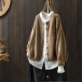 Spring And Autumn Knitted Cardigan Coat Women Retro Literature And Art Loose Leisure Long-Sleeved Sweater