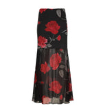 Vintage Ancient-Sense Plant Floral Print Bump Niche Design Hot Girl