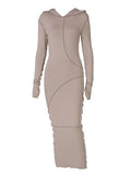 Seam Detail Hooded Maxi Dress- Outfit