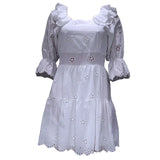 Spot 2025 New Women's Fashion Temperament Long Sleeve Combed Cotton Mini Embroidered