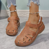 Slippers Women 2025 New Comfortable Romanesque Slope And Solid Color Large-Size Round-Head Hole Sandals
