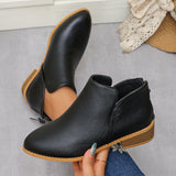 Head After The Zippered Martin Boots Large Size Leather Boots Solid Color Thin And Thick Leather And Ankle