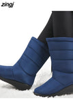 Women Boots Mid-Calf Down Boots High Bota Waterproof Ladies Snow Winter Shoes Woman Plush Insole Bota Feminina