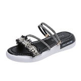 Wear Cold Slippers Diamond Fashion 2025 Summer New Two-Swear Sandals Thick-Soled Loose Cake Height Net Red Slippers