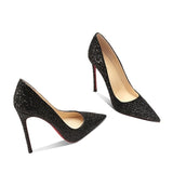 Red-Soled High-Heeled Women's Spring And Autumn 2025 New Black Fine Heel Sexy Sharp Head Beauty Professional Temperament Single