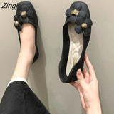 Shoes Women's 2023 New All-match Shallow Mouth Flat Shoes Retro Square Toe Shoes Non-slip Soft Bottom Shoes Flower