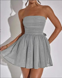 Sexy Shoulderless Strap-Less Braided Sleeveless Body-Cuffed Dress Super Short Skirt Black Small
