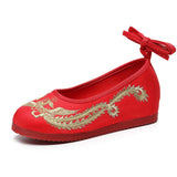 Zingj Shoes, Hanfu Shoes Round Head Red Gold Embroidery Xiu He Wedding Dress Cloth Shoes Single Shoes Embroidered Cloth Shoes Women's