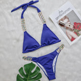 Zingj Bikini Ribbon Luxury Diamond Swimwear Sexy Metal Chain Accessories