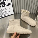 Matcha Green Snow Boots Fur Boots One In Autumn And Winter New Short Boots Round Head Flat Bottom Martin Boots Female