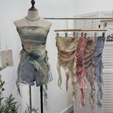 New Summer Tie-Dye Lotus Side Mesh Yarn Irregular Fluttering Thai Mesh Wrap Tector