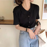 Zingj POLO Lapel Knit Cardigan Summer 2024 New Color Knit Short Sleeve Sweater