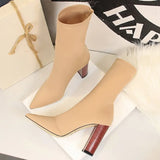 Shoes Women Stretch Boots Sexy Sock Boots Autumn Ankle Boots For Women High Heels Pointed Toe Women Boots Plus Size