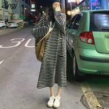 Women Trendy Hooded Daily Striped All-match College Vacation Party Lazy Style Vintage Classy Tender Comfort Loose