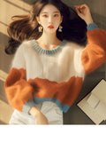 Stitched-In Printed Knitted Sweater 2025 Autumn And Winter New Korean Niche Design Soft-Clip Collar