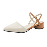 Summer New Women's Fairies Coarse Heel One-Word With The Back Of The Air Cool Evening Shoes Single