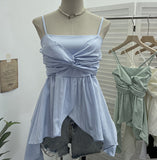 Shooting Irregular Kinky Skirt Shaved Belly Thin Sling Vest Design Slim Slime Sleeveless Top