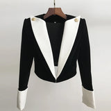 New Star Fashion Collage Bump Color Repair Velvet Short Suit Jacket