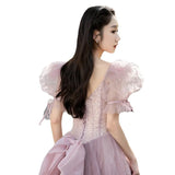 Pink Evening Dress Women's 2025 New Light Luxury Small Adult Lisson Princess Dress Bubble