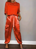 Fashion Lady Smooth Sleeve Half-Sleeveed Trompack Two-Piece