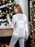 And Winter New Christmas Sweater Women's Loose Knitted Jersey Square Bow Bump Color