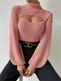 2025 Sweater Sexy Loose Sweater High Collar Hollow Sweater Outside To Wear