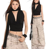 Spring And Summer New High-End Sexy Inside Sexy Neck Ribbon Design Sling Vest
